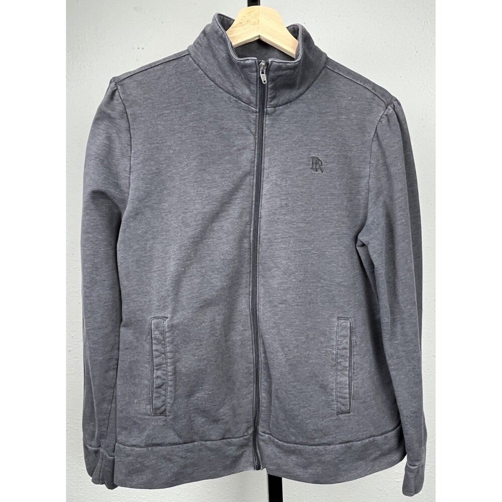 Banana Republic Zip Sweatshirt Puff Sleeve Gray XL 2010s Logo Cozy Minimal Soft
